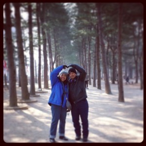 My absolute favorite picture of my parents on this trip. This is at Nami Island, down the long walk between the trees. I asked them to do the heart thing. AND THEY DID!