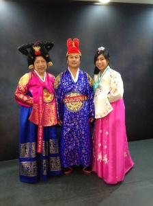 We took pictures in Insadong as a royal family. Of course, you can guess that my parents are king and queen and I'm the princess.