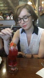 Lauren and her strawberry iced tea. Christina got one too.